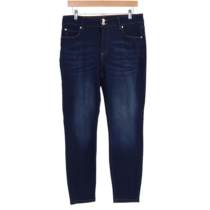 Tahari Jeans Womens 12/31 Blue Denim Cotton Stretch High Rise Pockets Skinny Leg