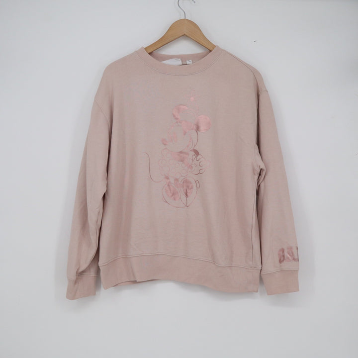 Gap x Disney Minnie Mouse Sweatshirt Womens Medium Pink Rose Gold Metallic Logo