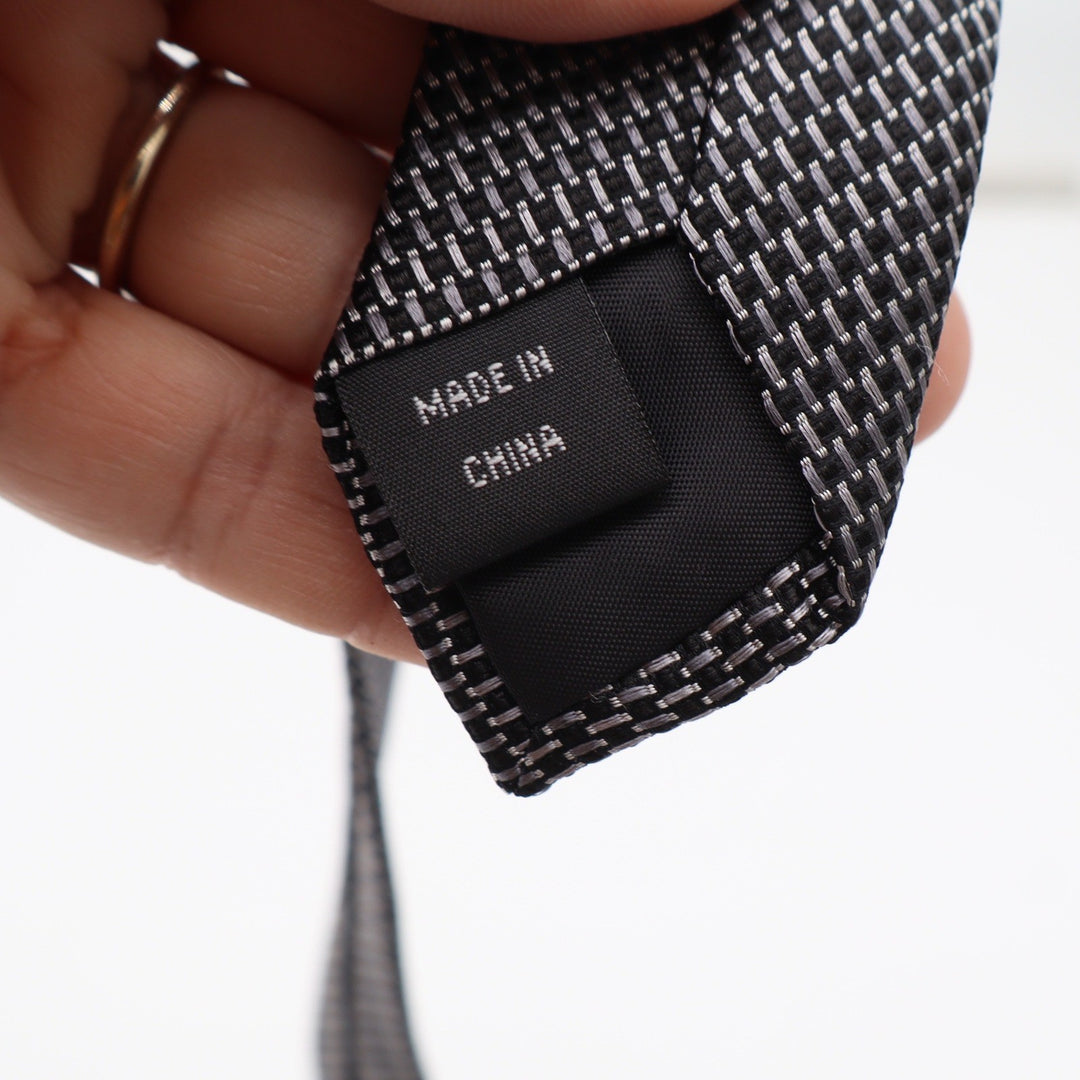 Michael Kors Necktie Mens OS Micro-Check Textured Black White Grey Excellent