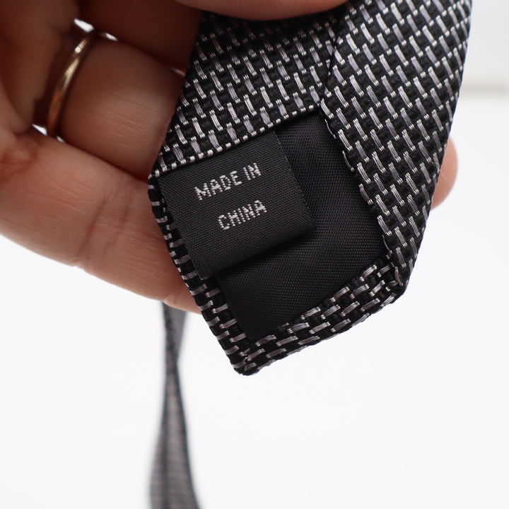 Michael Kors Necktie Mens OS Micro-Check Textured Black White Grey Excellent