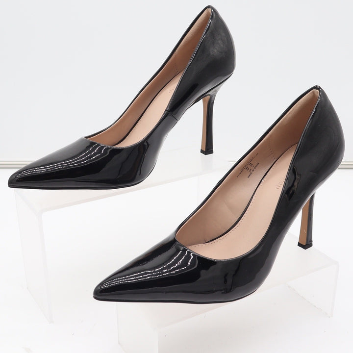 The Drop Womens Avery Pointed Toe Pump Black Patent Stiletto Heels Size 9