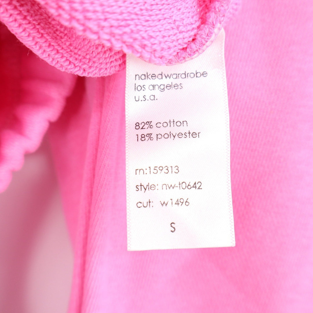 Naked Wardrobe Pink Cropped Hoodie Elastic Hem Womens Small