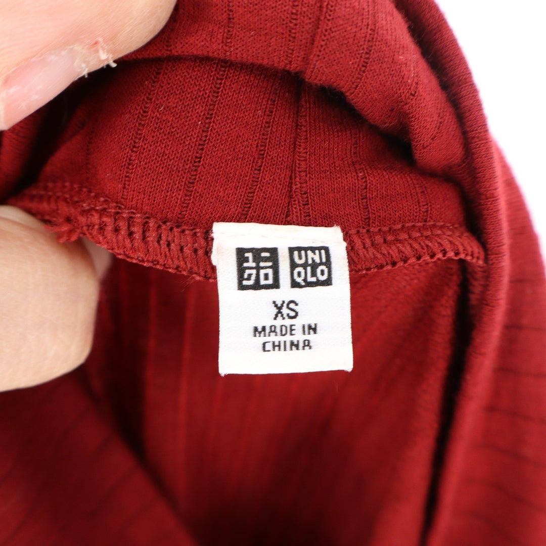 Uniqlo Heattech Extra Warm Ribbed Turtleneck Bodysuit Burgundy Red XS