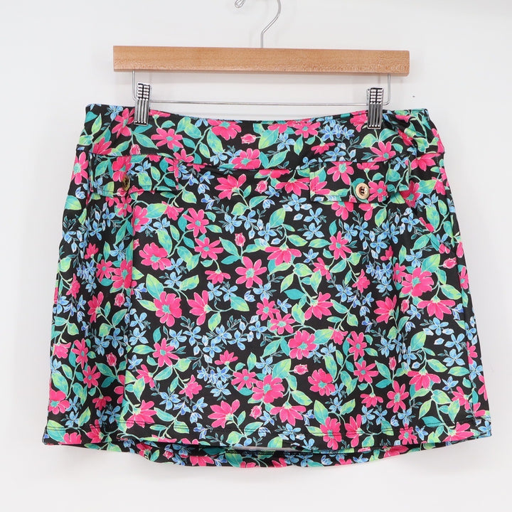Dear Scarlett Resort Floral Skort Womens Large Black Pink Active Golf