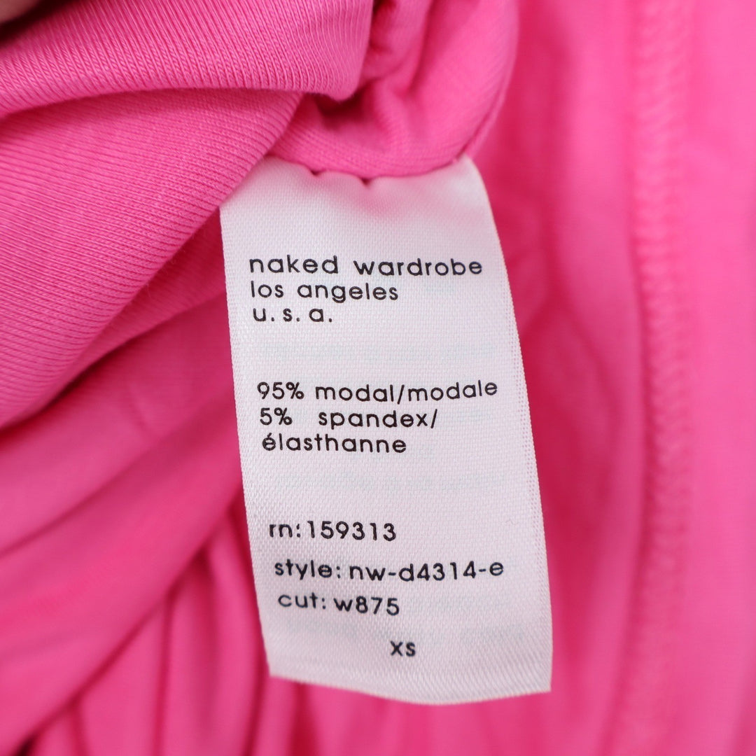 Naked Wardrobe Womens Neon Pink Long Sleeve Bodycon Mini Dress XS