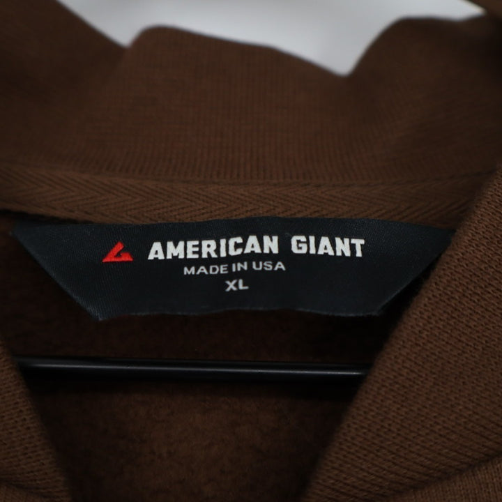 American Giant Bomber Jacket Mens XL Brown Full Zip Cotton Fleece Lined Ribbed