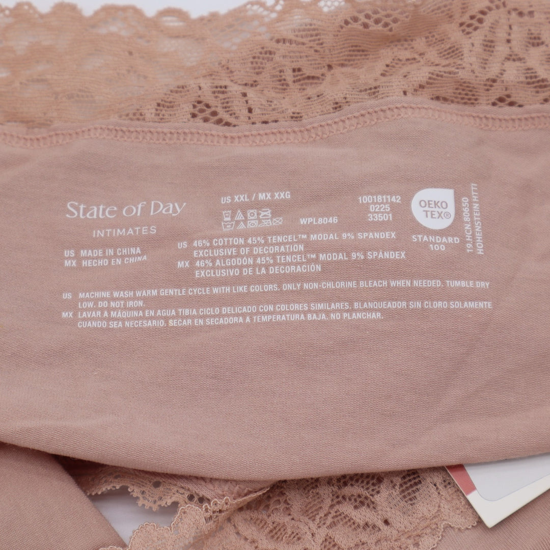 State Of Day Intimates Seamless Brief Panty Womens 2XL Beige Cotton Stretch