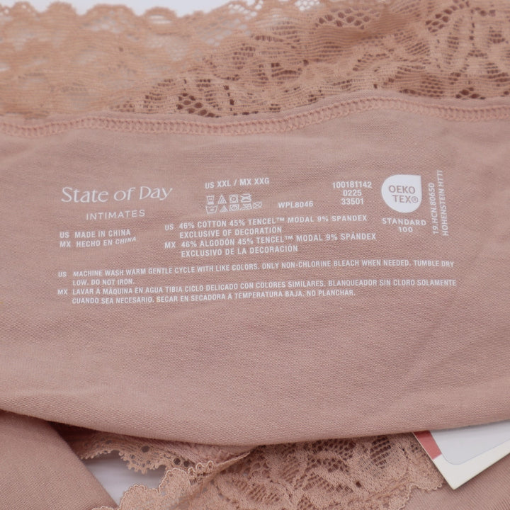 State Of Day Intimates Seamless Brief Panty Womens 2XL Beige Cotton Stretch