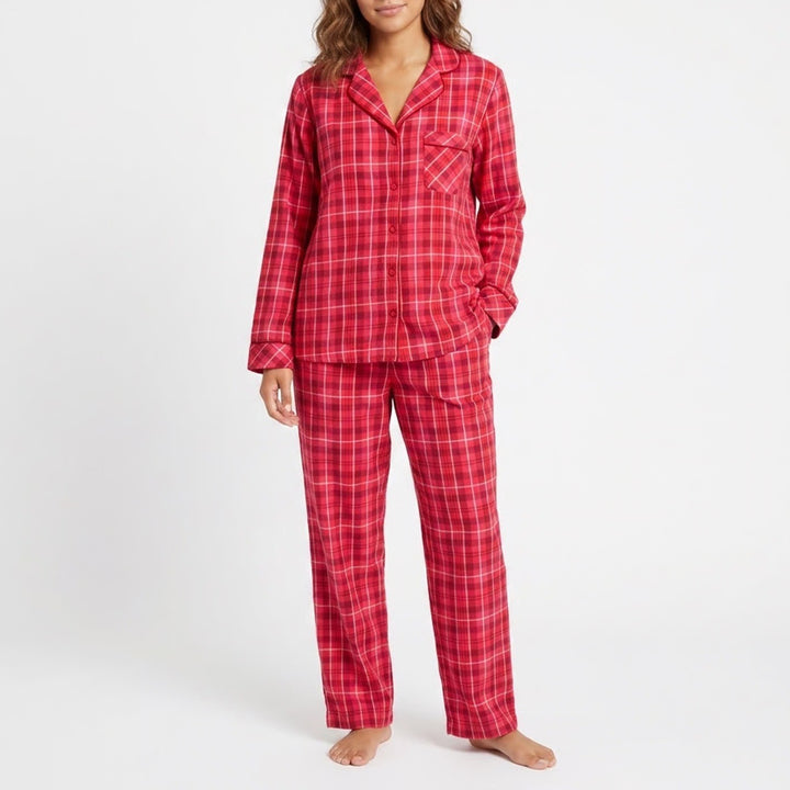 Charter Club Intimates Womens Red Bennet Plaid Flannel Pajama Set Small