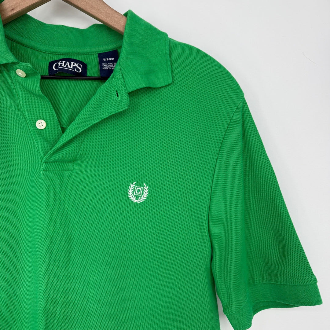 Chaps Mens Green Short Sleeve Polo Shirt Embroidered Logo Size S