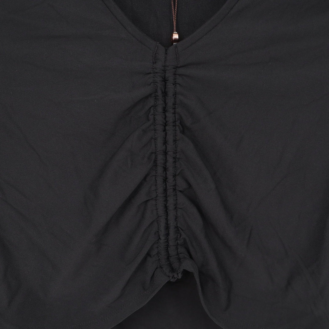CALIA Womens LS Ruched Rashguard Pure Black Cropped UPF 50+ XS