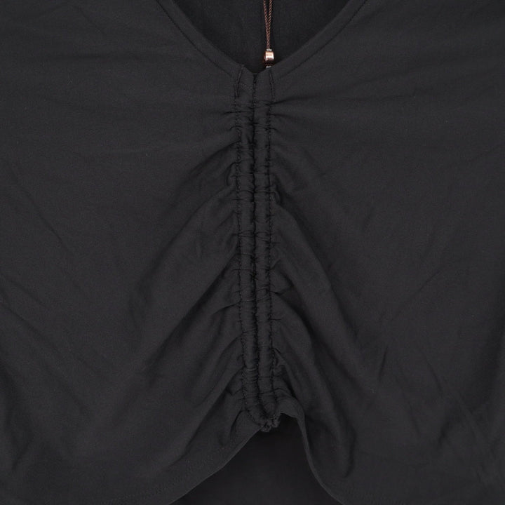 CALIA Womens LS Ruched Rashguard Pure Black Cropped UPF 50+ XS