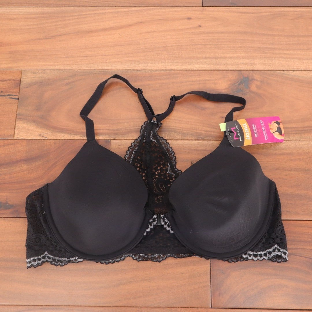 Maidenform One Fab Fit T-Shirt Bra Womens 38B Black Stretch Underwire Lace Trim