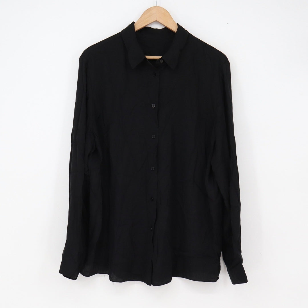 Unbranded Button-Down Womens XL Black Silk Stretch Excellent