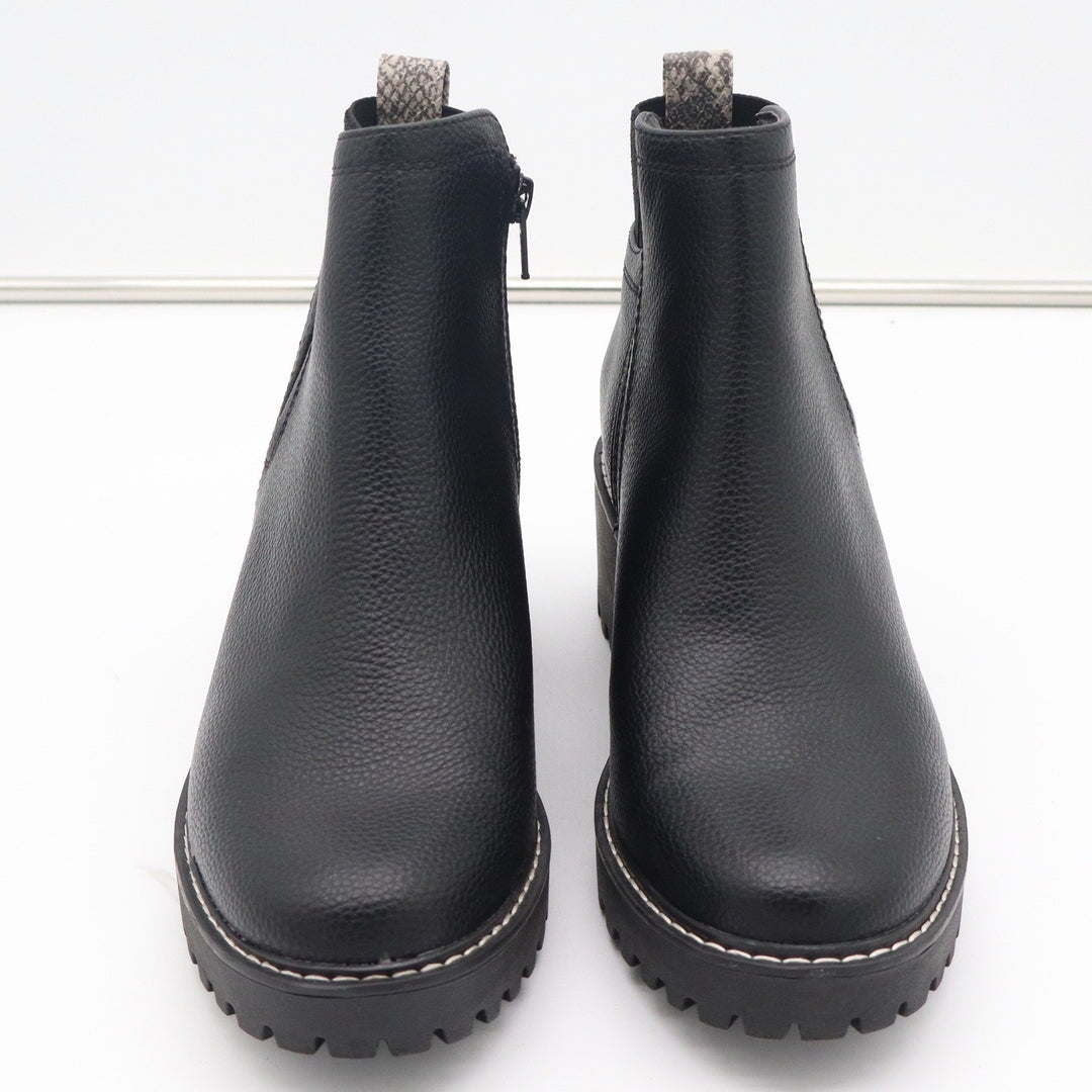 Universal Thread Womens Black Pebbled Lug Sole Ankle Boots Side Zip Size 8.5