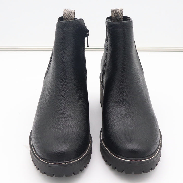 Universal Thread Womens Black Pebbled Lug Sole Ankle Boots Side Zip Size 8.5
