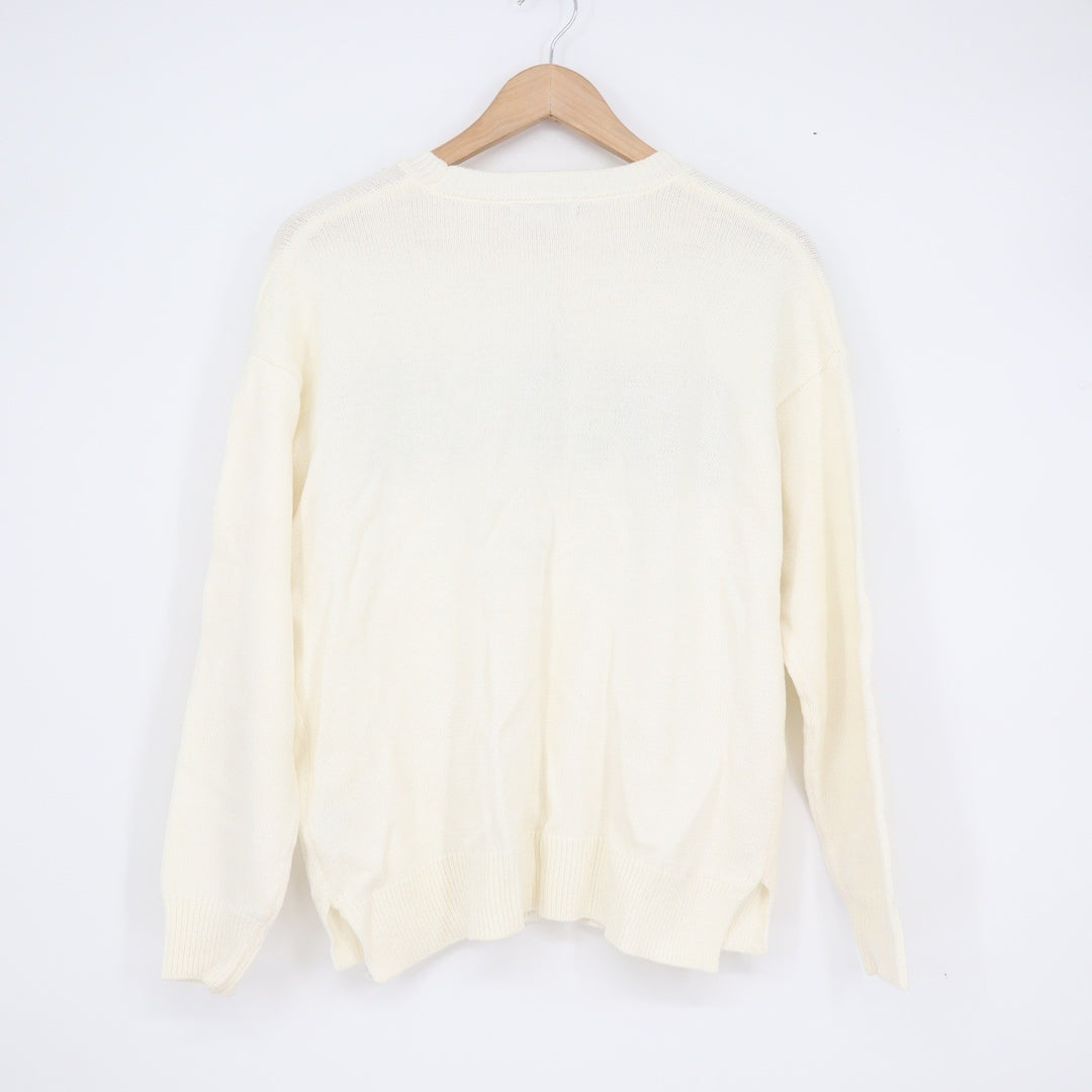 Sincerely Jules Amour Graphic Knit Sweater Ivory Black ST23093 Womens Small
