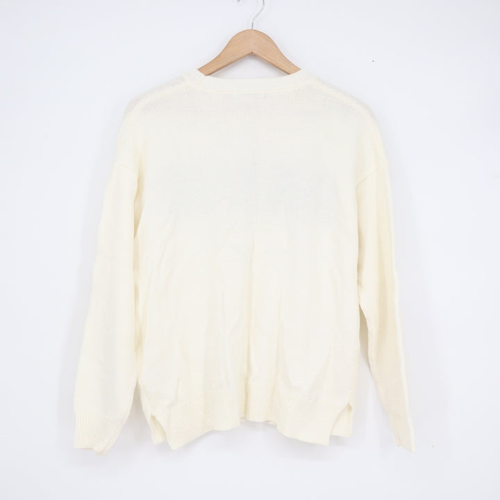 Sincerely Jules Amour Graphic Knit Sweater Ivory Black ST23093 Womens Small