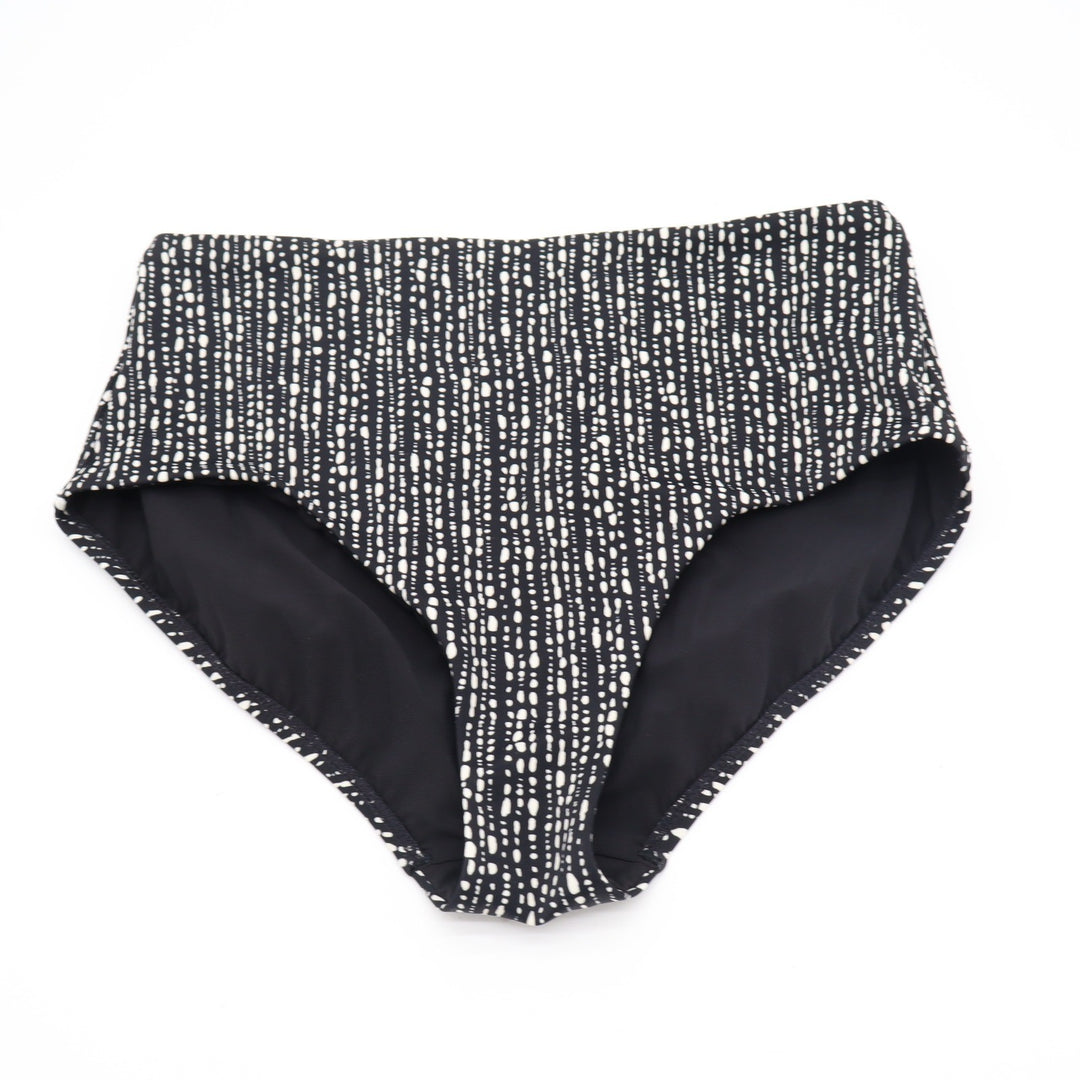 Athleta Mens High Waist Bikini Bottom Medium Black White Dotted Abstract Swim