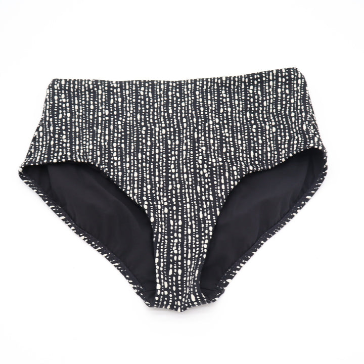 Athleta Mens High Waist Bikini Bottom Medium Black White Dotted Abstract Swim