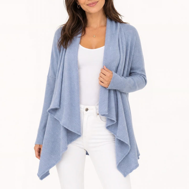 Cynthia Rowley Blue 100% Extrafine Merino Wool Waterfall Cardigan XS