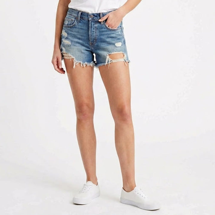 American Eagle Outfitters Cut Off Shorts Womens 4 Blue Denim Stretch Distressed