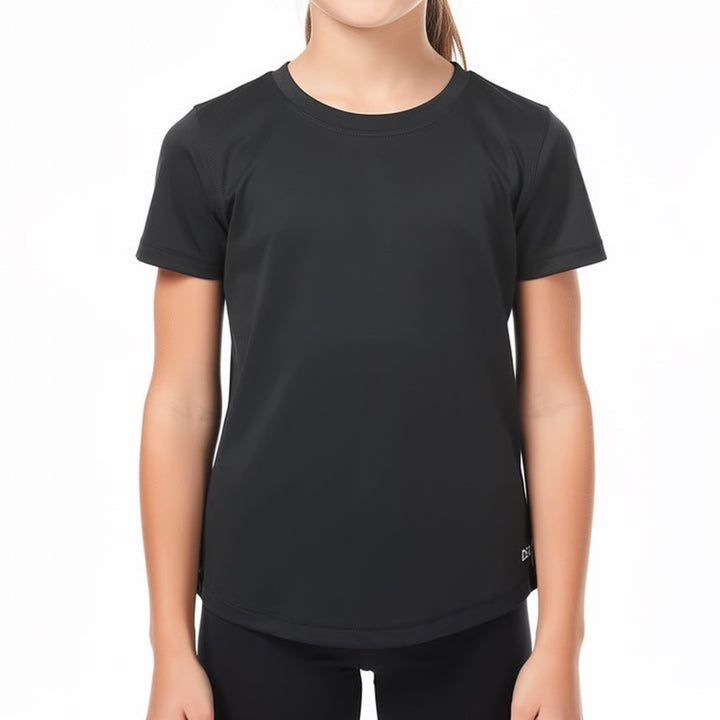 DSG Girls Movement Tee Pure Black Short Sleeve Athletic Shirt XS 6-7