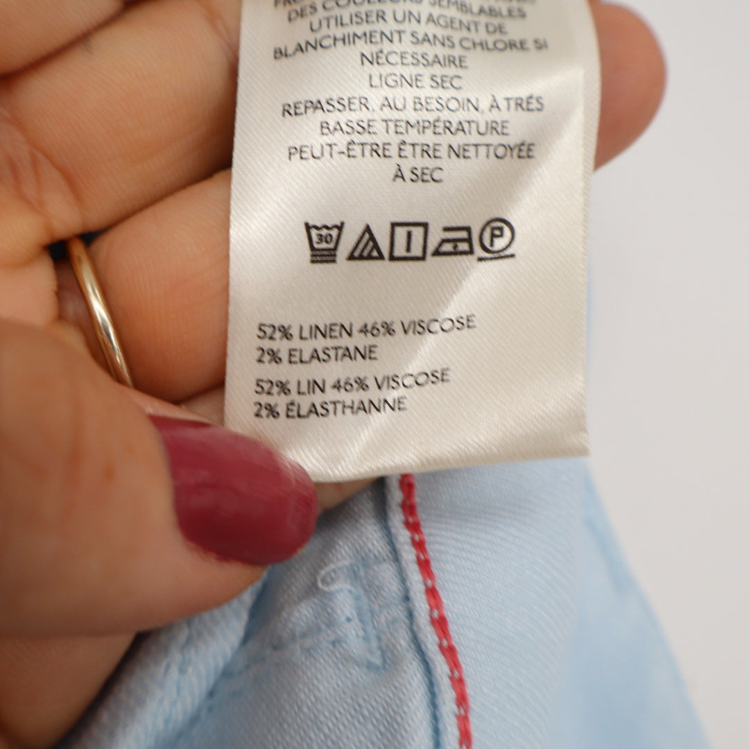 Maeve Linen Pants Womens 28 The Colette Light Blue Wide Leg Patch Pocket