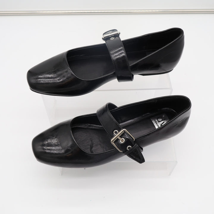 Dolce Vita Marcello Ballet Flat Womens US 8.5 Black Leather Buckle Strap Shoes