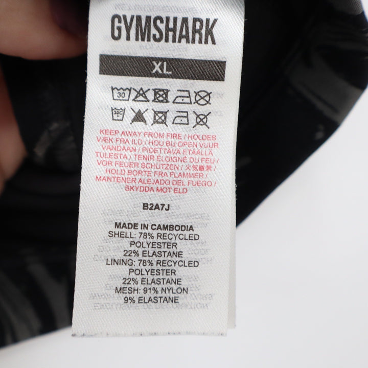 Gymshark XL Black Grey Marble Print Racerback Mesh Strappy Sports Bra