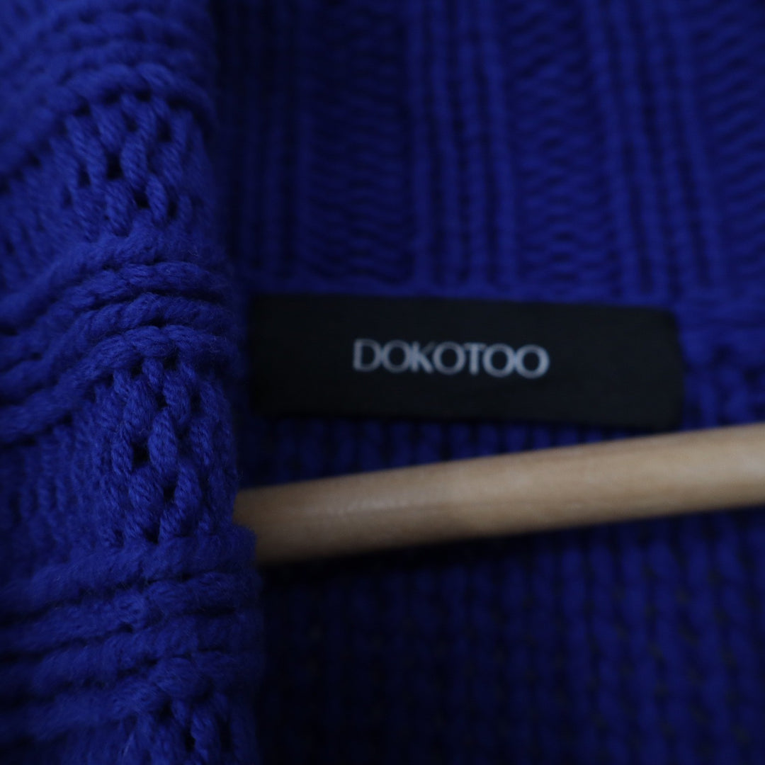 Dokotoo Womens Royal Blue Cable Knit Turtleneck Sweater Relaxed Fit Size M