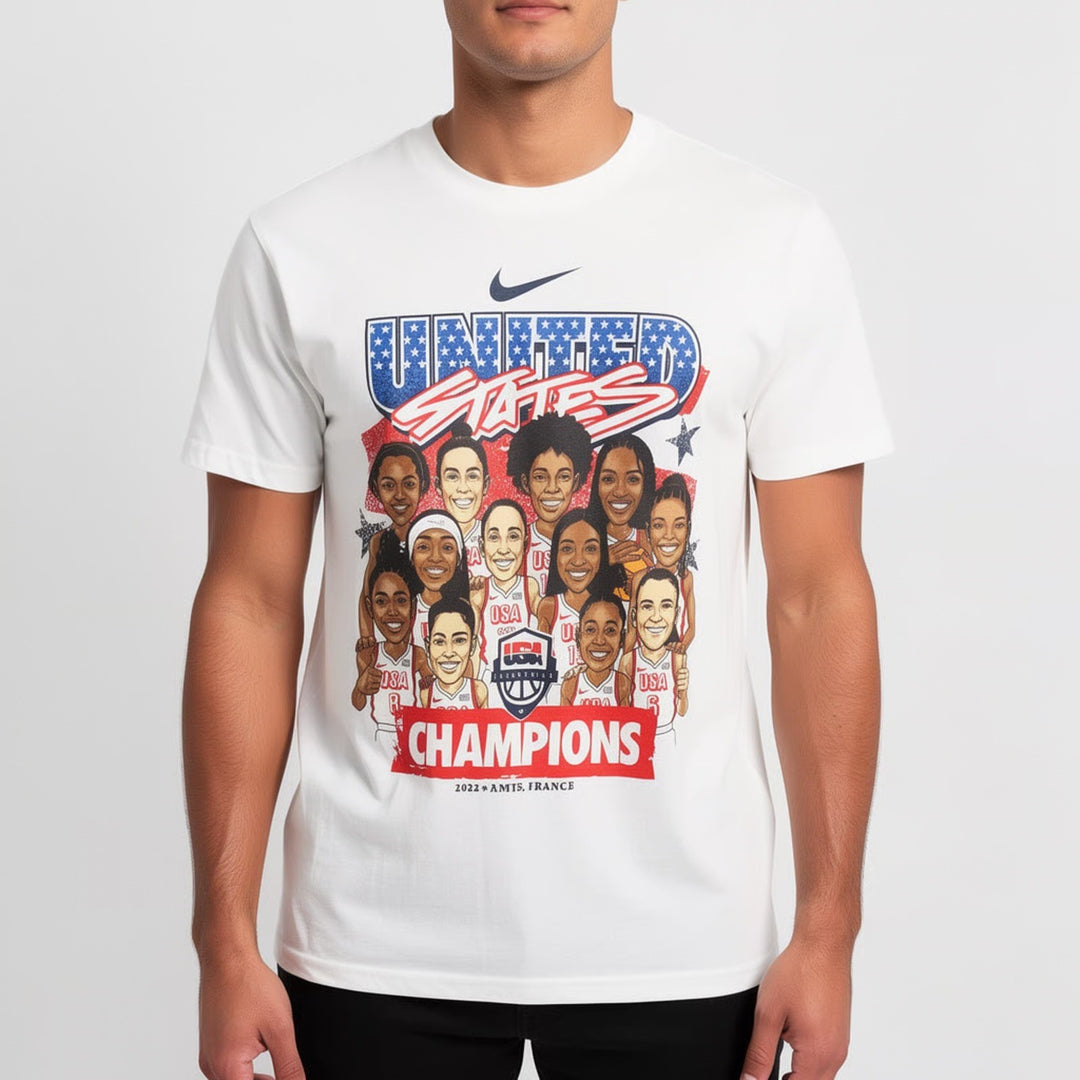 Nike USA Basketball 2024 Paris Olympics Champions Graphic T-Shirt White Small