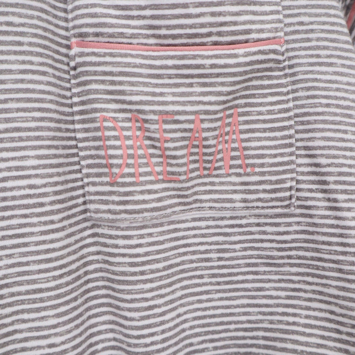 Rae Dunn Pajama Set Women's L Grey Striped Button-Down Excellent