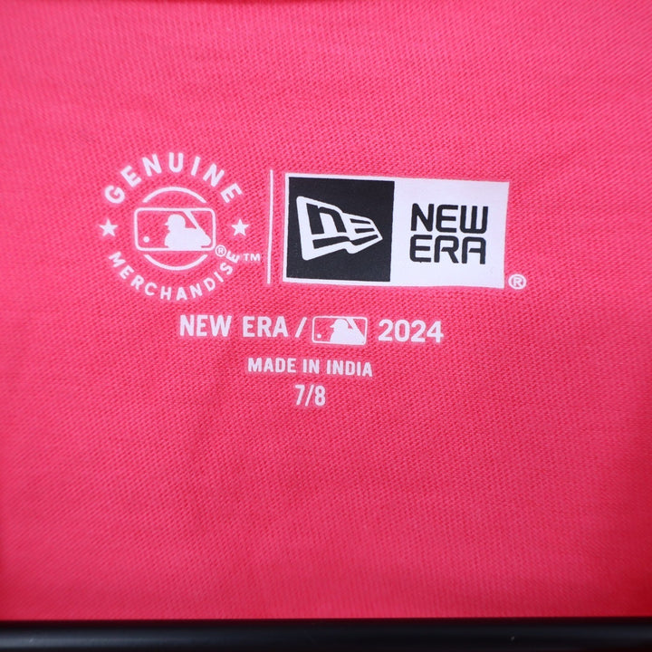 New Era Boston Red Sox Girls Pink Sequin V-Neck T-Shirt Size 7/8 MLB New