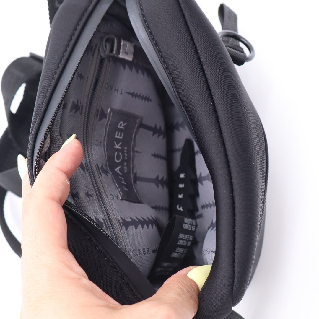 Thacker New York Black Neoprene Crossbody Camera Bag Adjustable Logo Strap