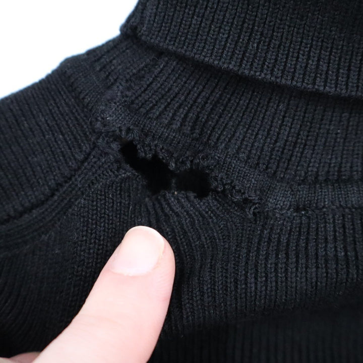 Zara Crop Sweater Womens Small Black Knitted Turtleneck Long Sleeve Pullover