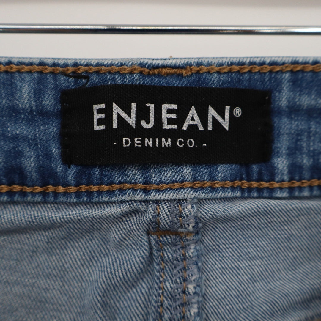 Enjean Denim Co Medium Wash Distressed Ripped Knee Skinny Jeans Size 1