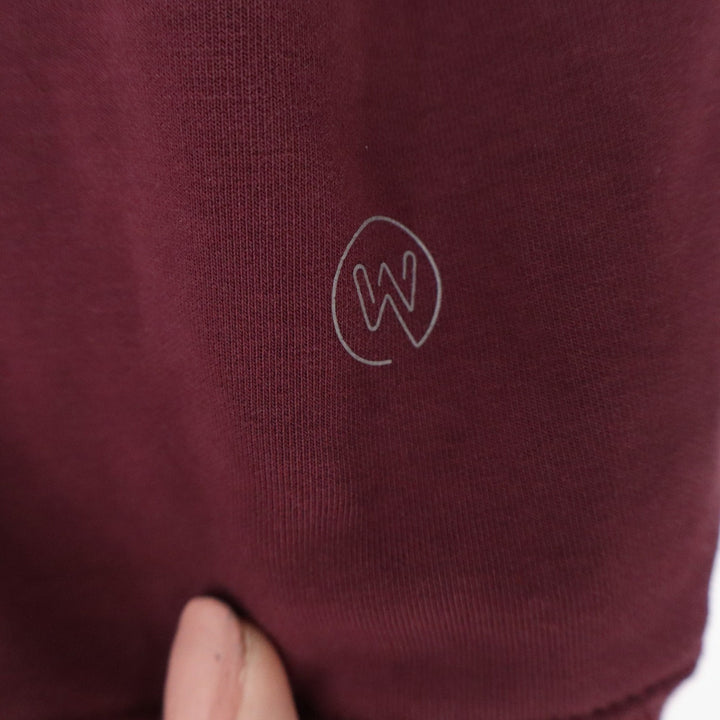 We Wander Burgundy V-Neck Striped Trim Fleece Pullover Sweatshirt 1X