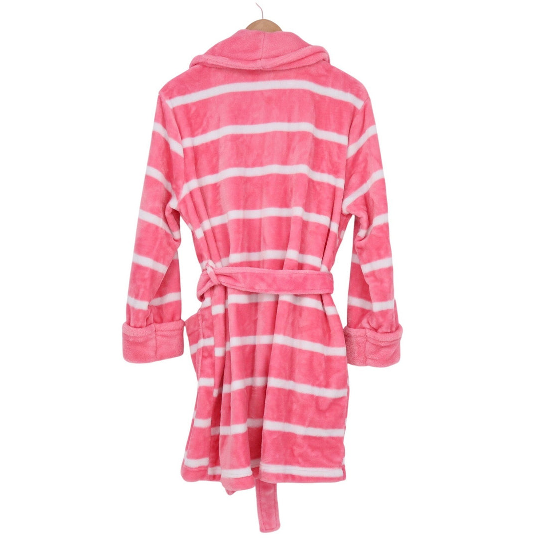 Sonoma Goods For Life Pink White Striped Faux Fur Plush Robe Small