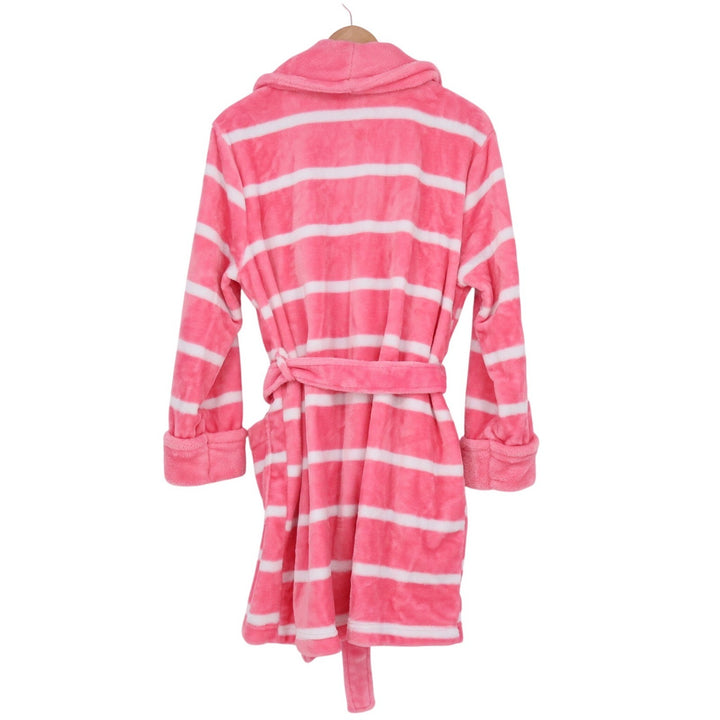 Sonoma Goods For Life Pink White Striped Faux Fur Plush Robe Small