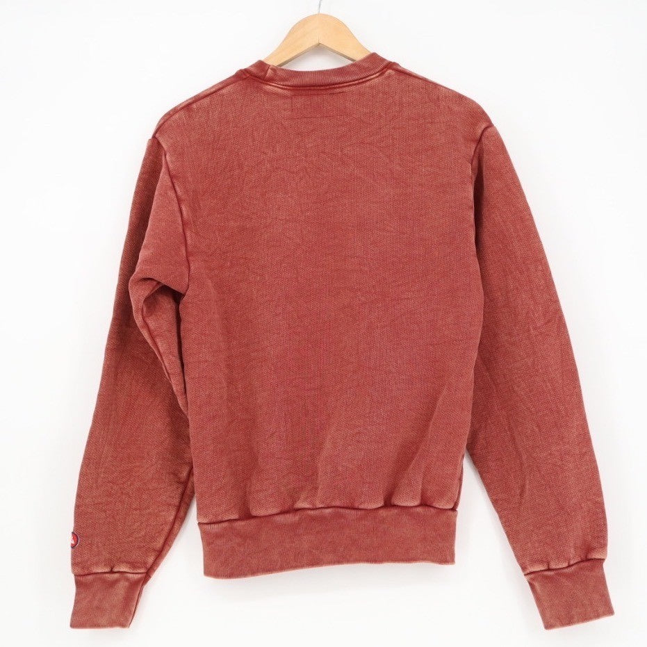 American Giant Mens Crewneck Sweatshirt Red Washed Cotton Pullover XS