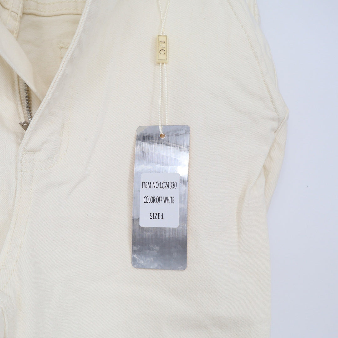 Lizette Collection Pant Set Women's L Off White Wide Leg Vest NEW