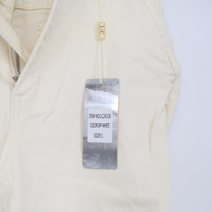 Lizette Collection Pant Set Women's L Off White Wide Leg Vest NEW