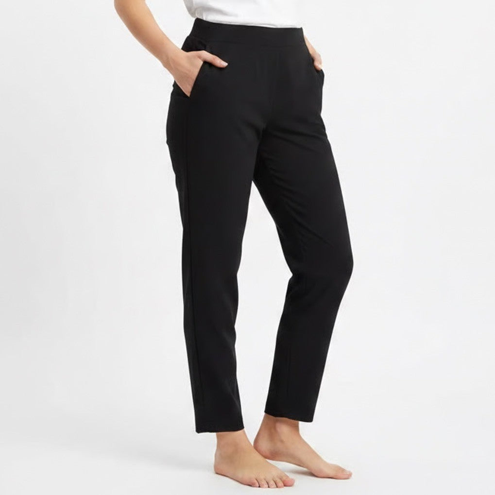 Athletic Works Track Pants Womens M(8-10) Black Cotton Stretch Slash Pockets