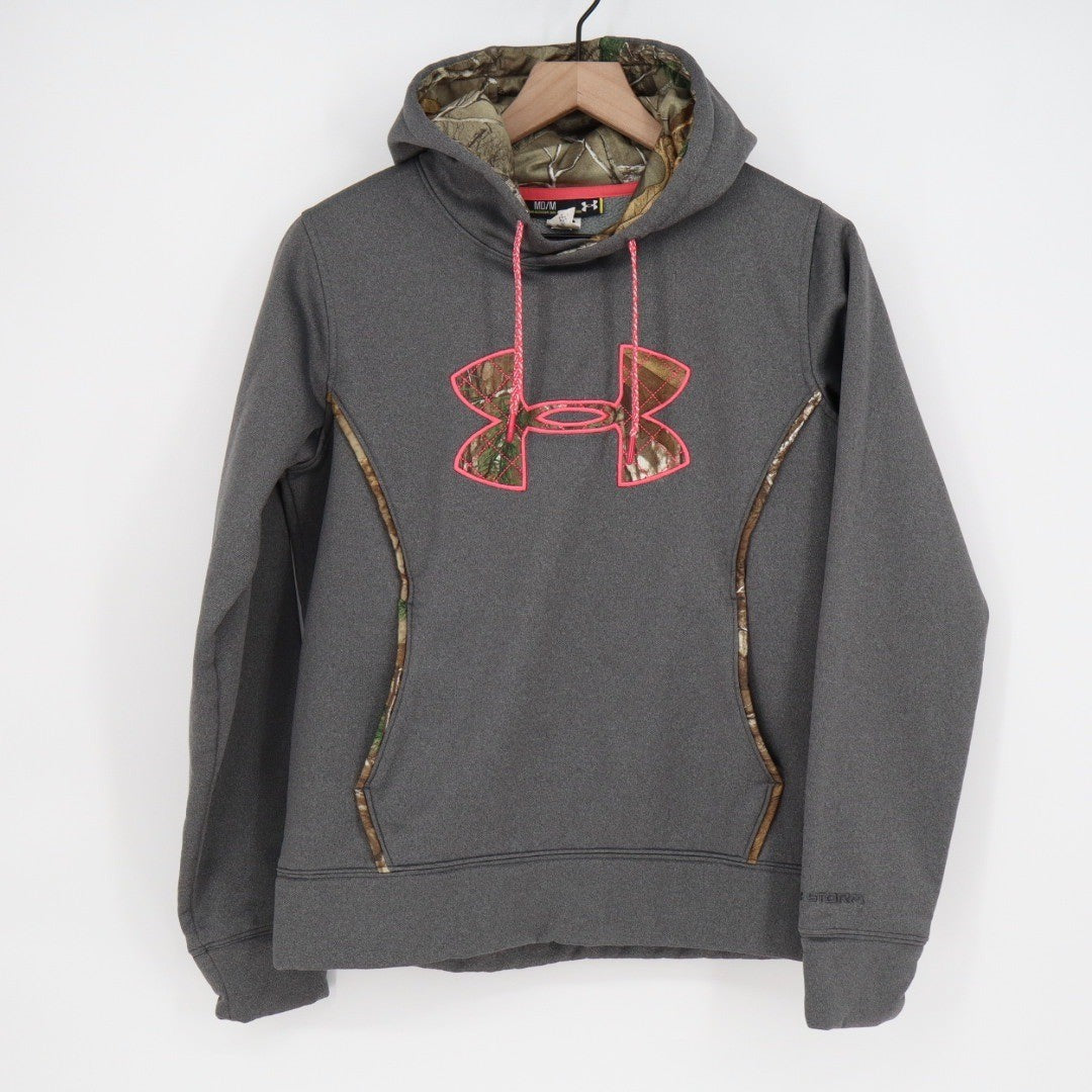 Under Armour Women's Gray Camo Logo Fleece Hoodie Sweatshirt Size Medium