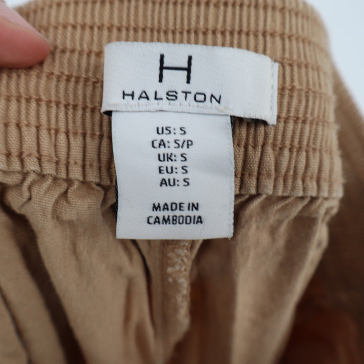 Halston Womens Tan Linen Blend Wide Leg Cropped Pants Size S Khaki DVA 963