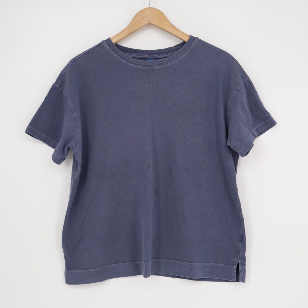 Old Navy T-Shirt Womens Medium Navy Cotton Side Slit Short Sleeve Crew Neck