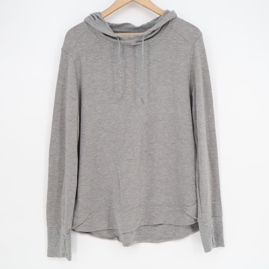 Athletic Work Hoodie Womens Medium(8-10) Heather Gray Stretch Thumb Hole Sleeve