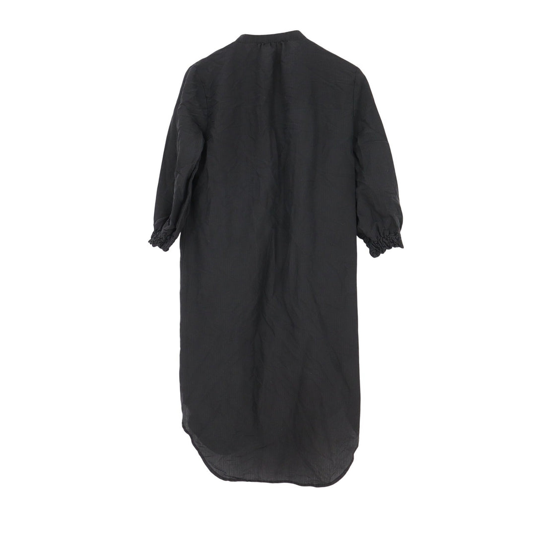 Soft Rebels Black Midi Shirt Dress XS Mandarin Collar Bib Front 3/4 Sleeve