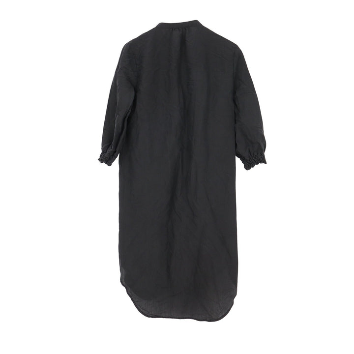 Soft Rebels Black Midi Shirt Dress XS Mandarin Collar Bib Front 3/4 Sleeve